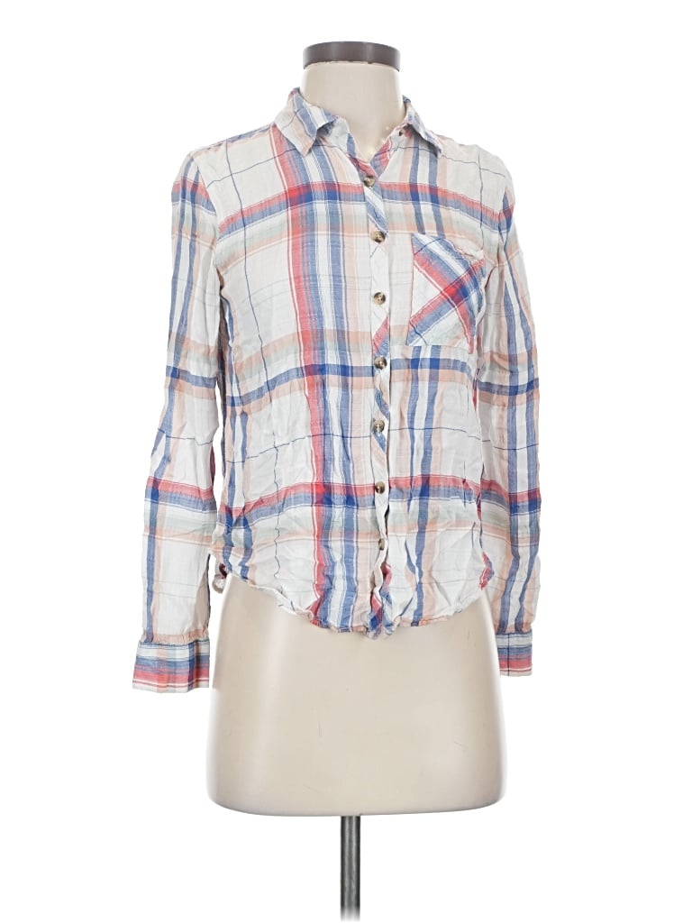 Pre-owned Maurices Long Sleeve Button Down Shirt In Ivory