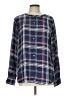 Violet & Claire Plaid Blue Long Sleeve Blouse Size L - photo 1