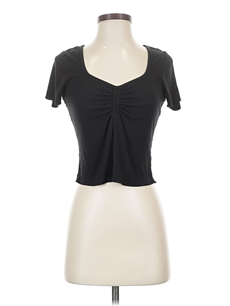 Pre-owned Self E Short Sleeve Top Black Sweetheart Neckline Tops