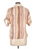 Teddi 100% Polyester Stripes Tan Short Sleeve Blouse Size 10 - photo 2