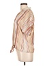 Teddi 100% Polyester Stripes Tan Short Sleeve Blouse Size 10 - photo 5
