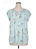 Daniel Rainn 100% Polyester Stars Teal Short Sleeve Blouse Size XL - photo 1