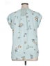 Daniel Rainn 100% Polyester Stars Teal Short Sleeve Blouse Size XL - photo 2