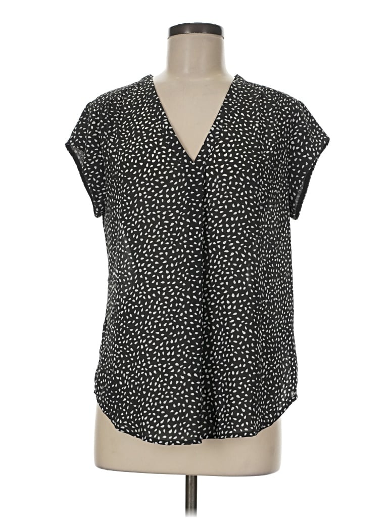 Pre-owned Monday Fun Short Sleeve Blouse In Black