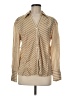 MNG Stripes Tan Gold Long Sleeve Blouse Size 6 - photo 1