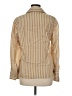 MNG Stripes Tan Gold Long Sleeve Blouse Size 6 - photo 2