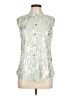 Daytrip Metallic Silver Sleeveless Button-Down Shirt Size L - photo 1