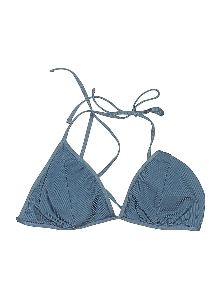 Pre-owned Mossimo Swimsuit Top Blue Chevron/herringbone Pattern Swimwear