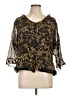 Avenue 100% Silk Black 3/4 Sleeve Silk Top Size 12 Plus - photo 1