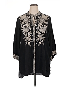 Johnny Was 3/4 Sleeve Silk Top