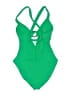 Unbranded Solid Green One Piece Swimsuit Size M - photo 2