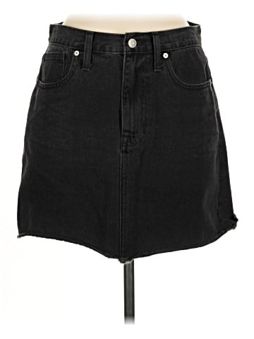 Madewell Rigid Denim A-Line Mini Skirt in Lunar Wash: Fluffy Hem Edition (view 1)