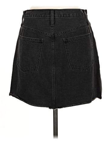Madewell Rigid Denim A-Line Mini Skirt in Lunar Wash: Fluffy Hem Edition (view 2)