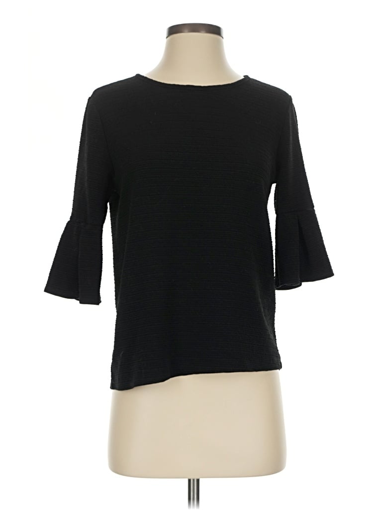 Pre-owned Green Envelope 3/4 Sleeve Top Black Boatneck Tops