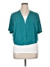 Catherines Color Block Teal Short Sleeve Blouse Size 1X (petite) - photo 1