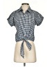 Tresics Checkered-gingham Blue Short Sleeve Blouse Size S - photo 1
