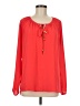 MICHAEL Michael Kors 100% Polyester Red Long Sleeve Blouse Size 8 - photo 1