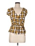 Sanctuary 100% Rayon Checkered-gingham Yellow Short Sleeve Blouse Size M - photo 1