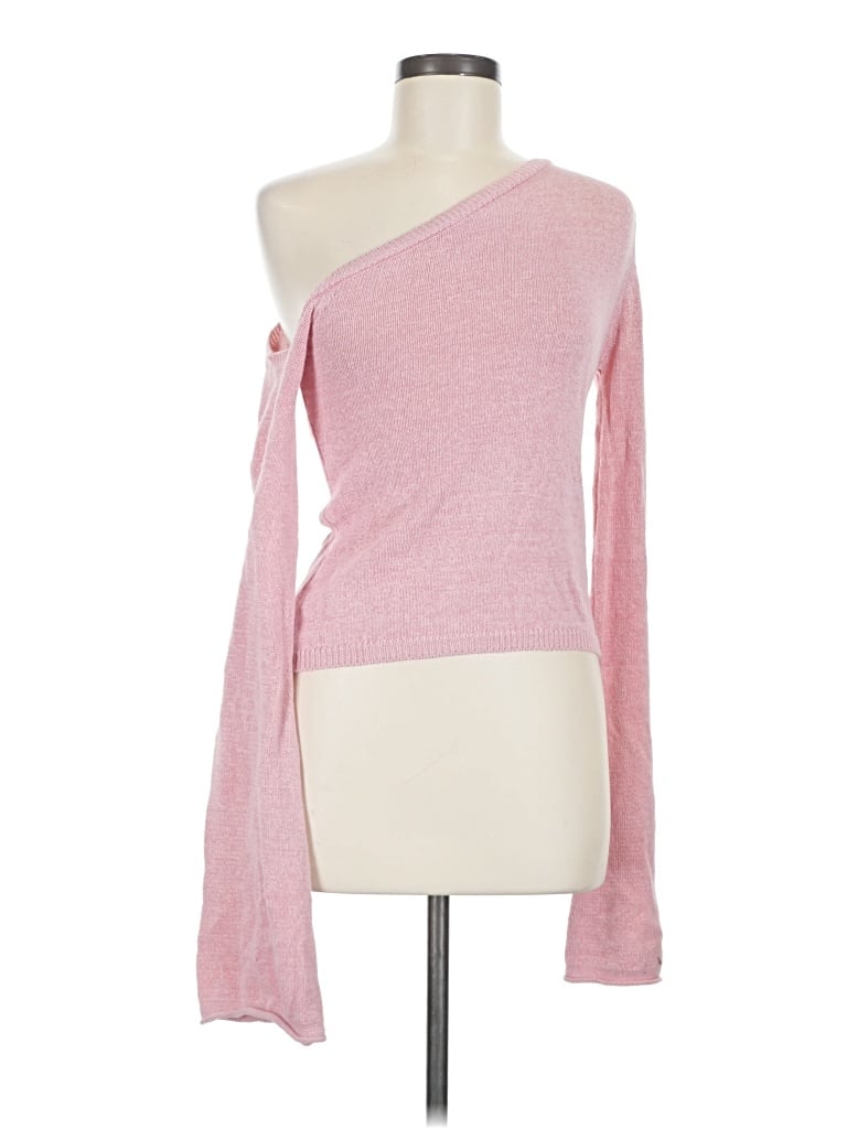 Ser.o.ya Long Sleeve Top Pink One Shoulder Neckline Tops