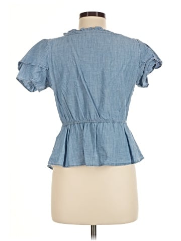 Madewell Chambray Ruffle-Sleeve Peplum Top (view 2)