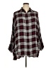 Assorted Brands 100% Rayon Plaid Burgundy 3/4 Sleeve Blouse Size 1X - photo 1