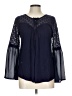 August Silk Blue Long Sleeve Blouse Size L - photo 1