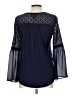 August Silk Blue Long Sleeve Blouse Size L - photo 2