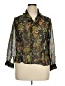 Pendleton 100% Silk Floral Green Long Sleeve Silk Top Size 16 (petite) - photo 1