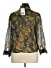 Pendleton 100% Silk Floral Green Long Sleeve Silk Top Size 16 (petite) - photo 2