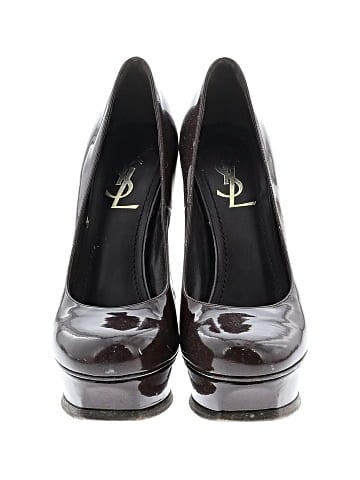 Yves Saint Laurent Rive Gauche Vintage Leather Tribtoo Platform Heels (view 2)