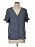 CeCe Polka Dots Blue Short Sleeve Blouse Size L - photo 1