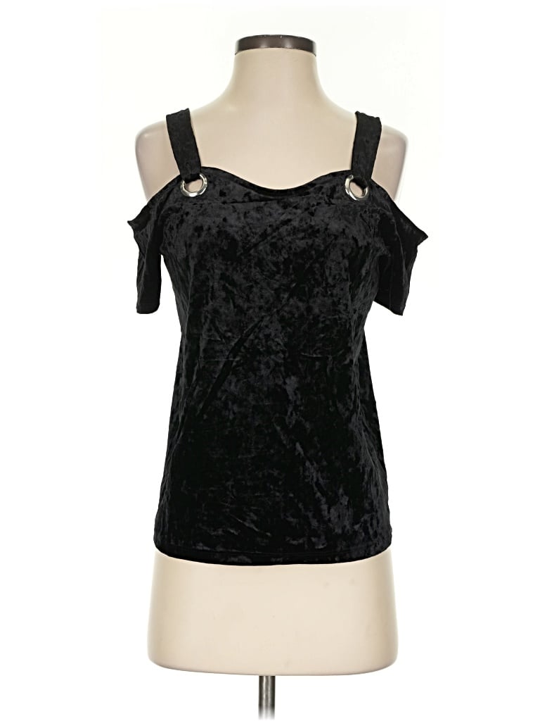 Pre-owned Rock&republic Short Sleeve Top Black Cold Shoulder Neckline Tops
