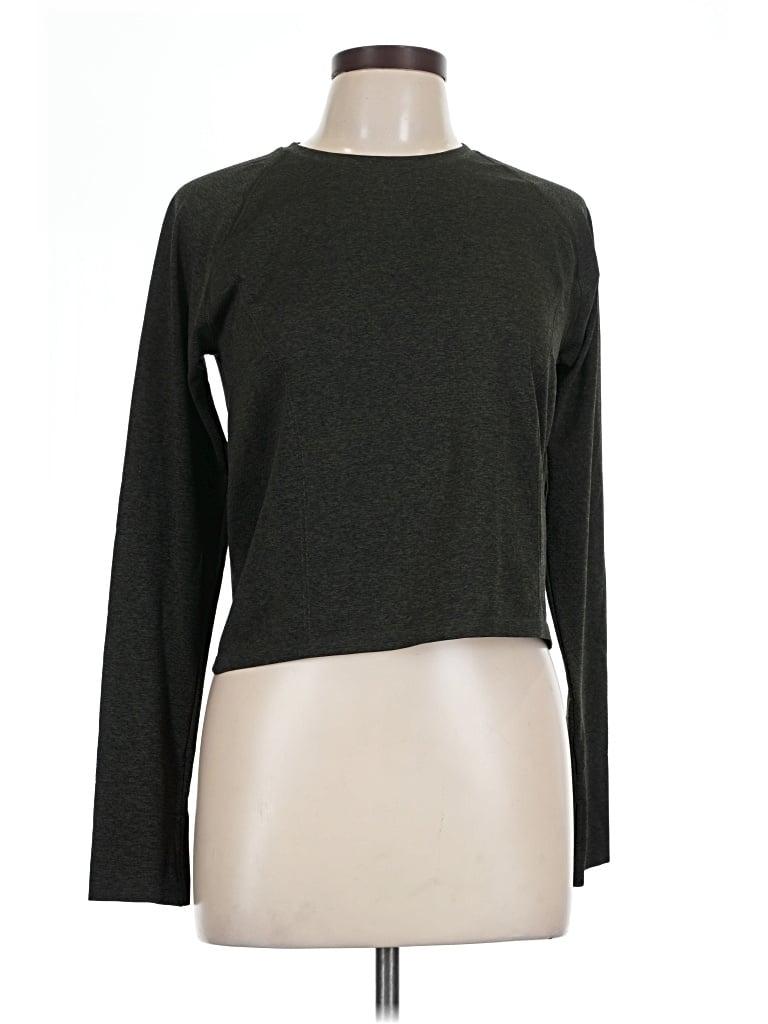 Calia Long Sleeve Top Gray Crew Neck Tops
