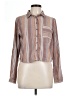 Love Notes Stripes Brown Long Sleeve Blouse Size L - photo 1