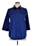 Chico's 100% Cotton Blue 3/4 Sleeve Button-Down Shirt Size XL (3) - photo 1