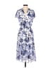 Chico's 100% Polyester Print Blue Casual Dress Size Sm (0) - photo 1