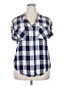 Jachs Girlfriend 100% Rayon Plaid Blue Short Sleeve Button-Down Shirt Size XXL - photo 1