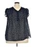 Fun2Fun 100% Polyester Stars Black Short Sleeve Blouse Size 2XL - photo 1