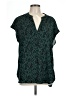Halogen 100% Polyester Teal Short Sleeve Blouse Size L (petite) - photo 1