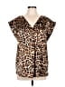 Ann Taylor LOFT 100% Polyester Animal Print Brown Sleeveless Blouse Size L - photo 1