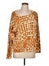 Garnet Hill Orange Long Sleeve Silk Top Size L - photo 1