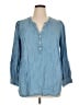 Talbots 100% Lyocell Blue 3/4 Sleeve Button-Down Shirt Size 1X - photo 1