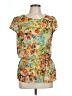 Halogen 100% Polyester Floral Orange Short Sleeve T-Shirt Size L - photo 1