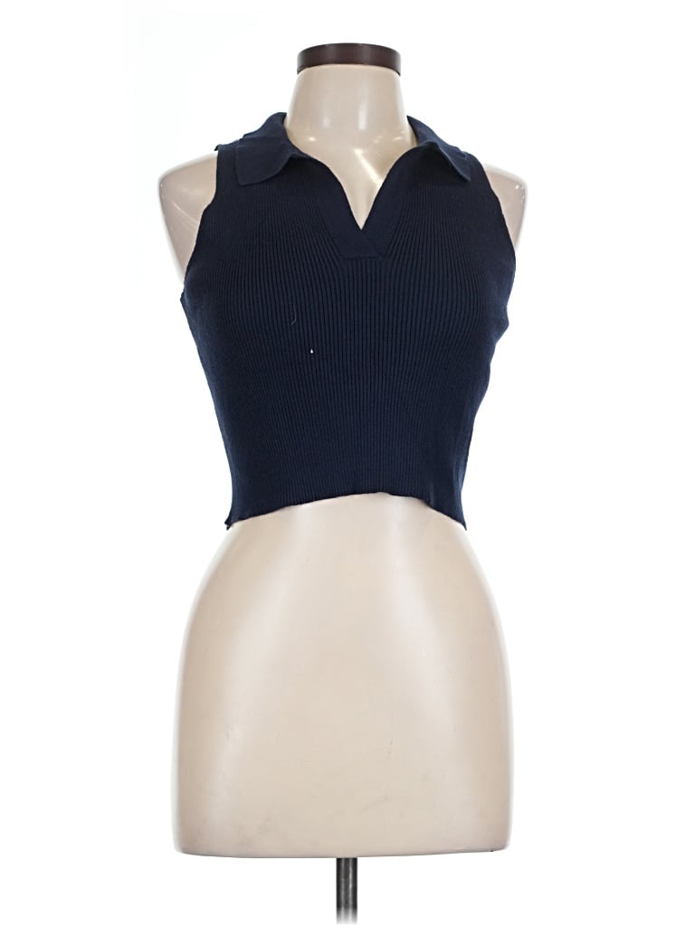 Pre-owned Sincerely Jules Tank Top Blue Halter Neckline Tops