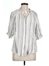 MOD Lusive 100% Rayon Stripes Silver 3/4 Sleeve Button-Down Shirt Size XL - photo 1