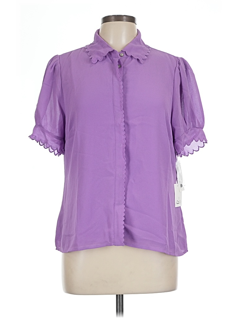 Pre-owned Cece Short Sleeve Blouse In Purple