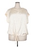 Worthington 100% Polyester Metallic Ivory Short Sleeve Blouse Size 2X - photo 1