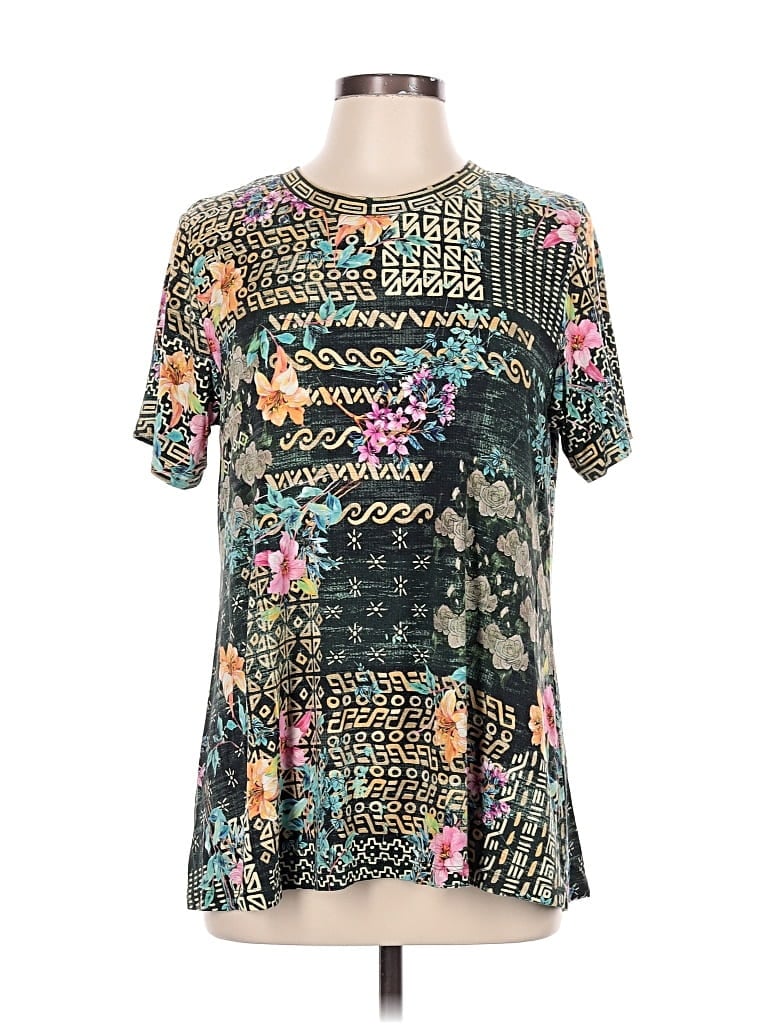 Pre-owned Johnny Was Short Sleeve T-shirt In Teal