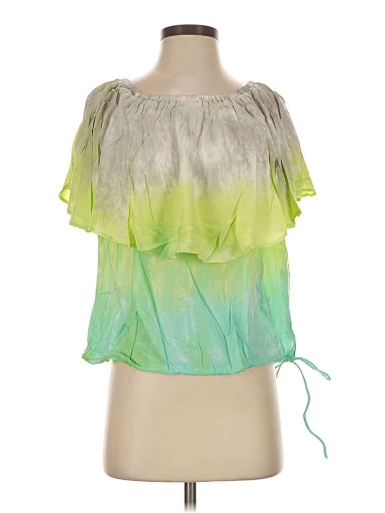 Pre-owned Blue Life Short Sleeve Blouse In Green