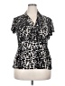 DKNY Animal Print Black Short Sleeve Blouse Size XL - photo 1